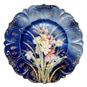 Antique RARE Royal Coburg Ware Germany HandPainted Floral w/Gold Leaf Dish